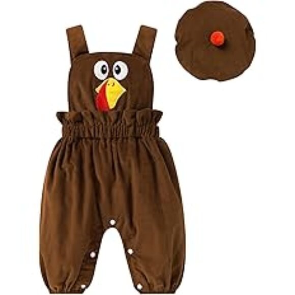 NEW! Baby Boy Girl Overalls Newborn Infant Corduroy Suspender Pants Turkey 😊 - Picture 5 of 5